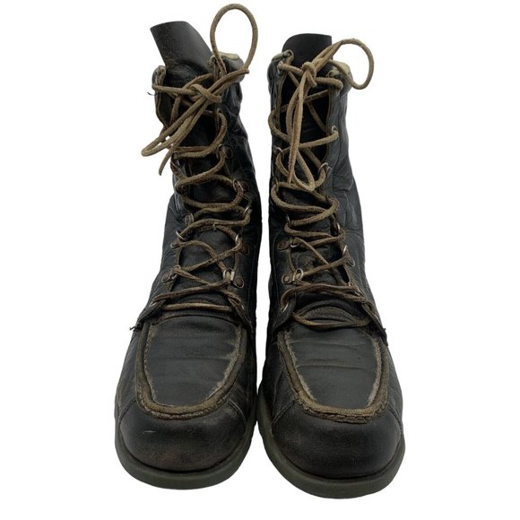 VTG TED WILLIAMS Leather Lace Up Moc Toe Boots Mens Size 8. #30 main image 5
